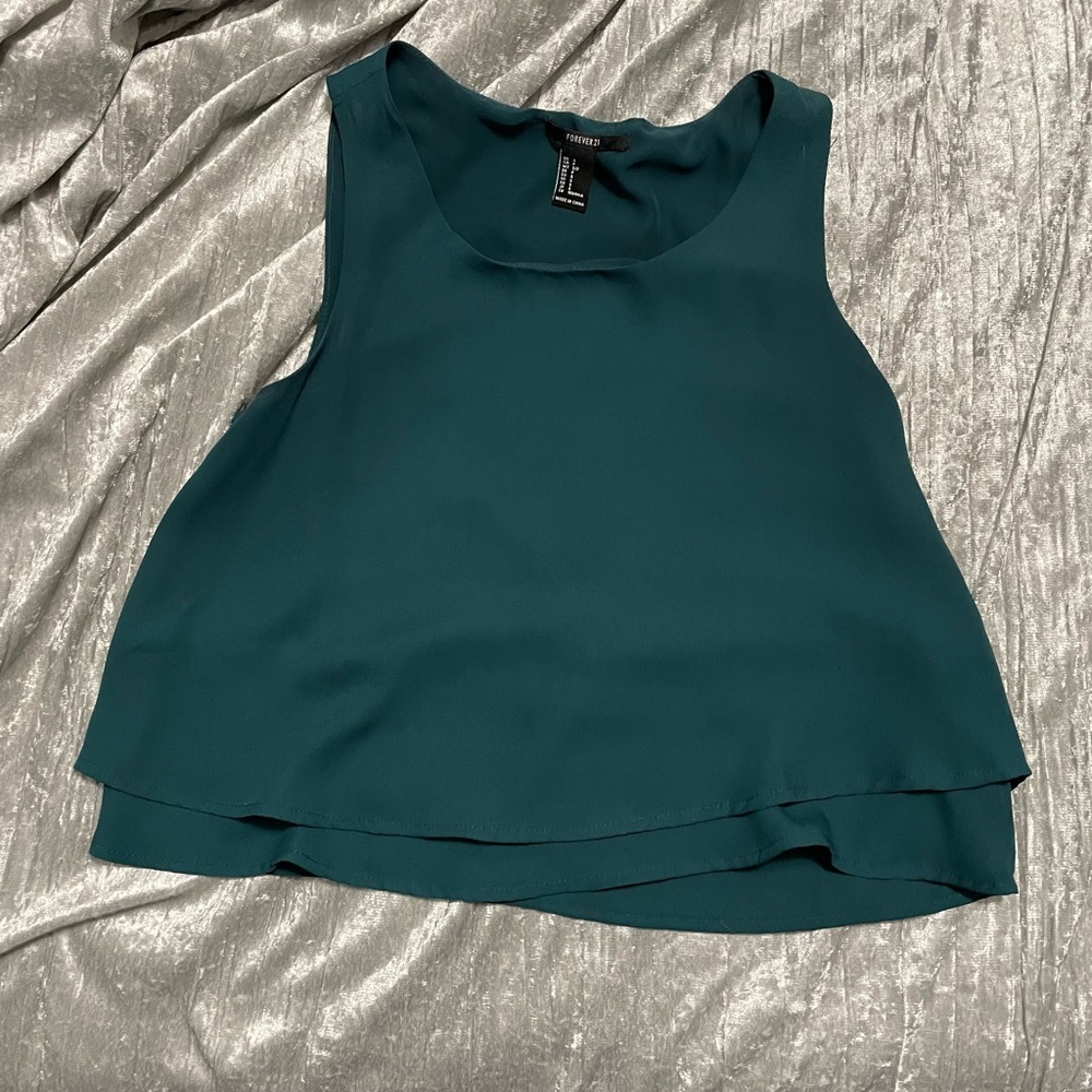 Forever 21 Green Flow-y Silk-like top